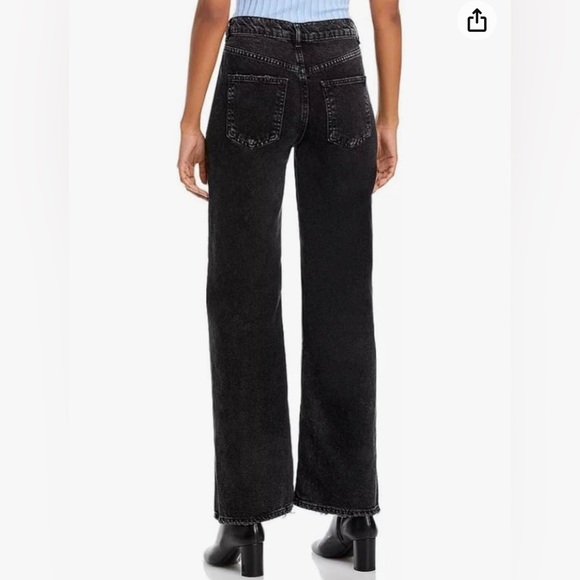 FREE PEOPLE “We The Free” Long Line Slit Straight Leg Black Jeans Denim Size 27 - Picture 2 of 9